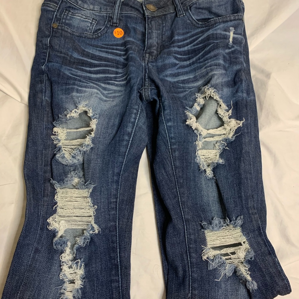 blue ripped jeans